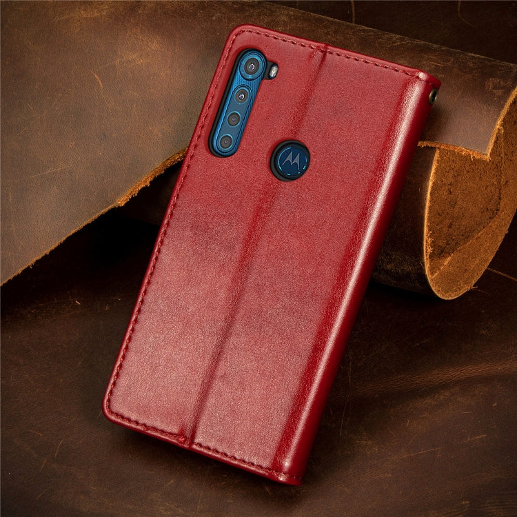 For Motorola One Fusion Plus Retro Solid Color Leather Buckle Phone Case with Lanyard & Photo Frame & Card Slot & Wallet & Stand Function