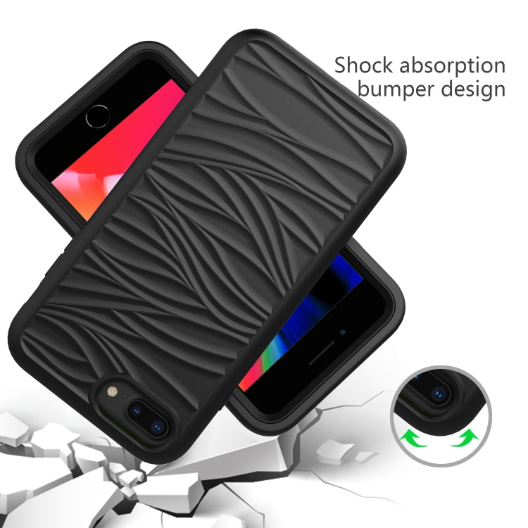 For iPhone 6/7/8G Wave Pattern 3 in 1 Silicone+PC Shockproof Protective Case