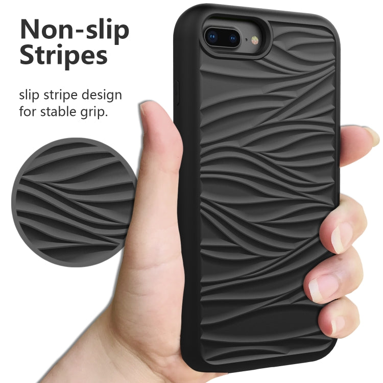 For iPhone 6/7/8G Wave Pattern 3 in 1 Silicone+PC Shockproof Protective Case