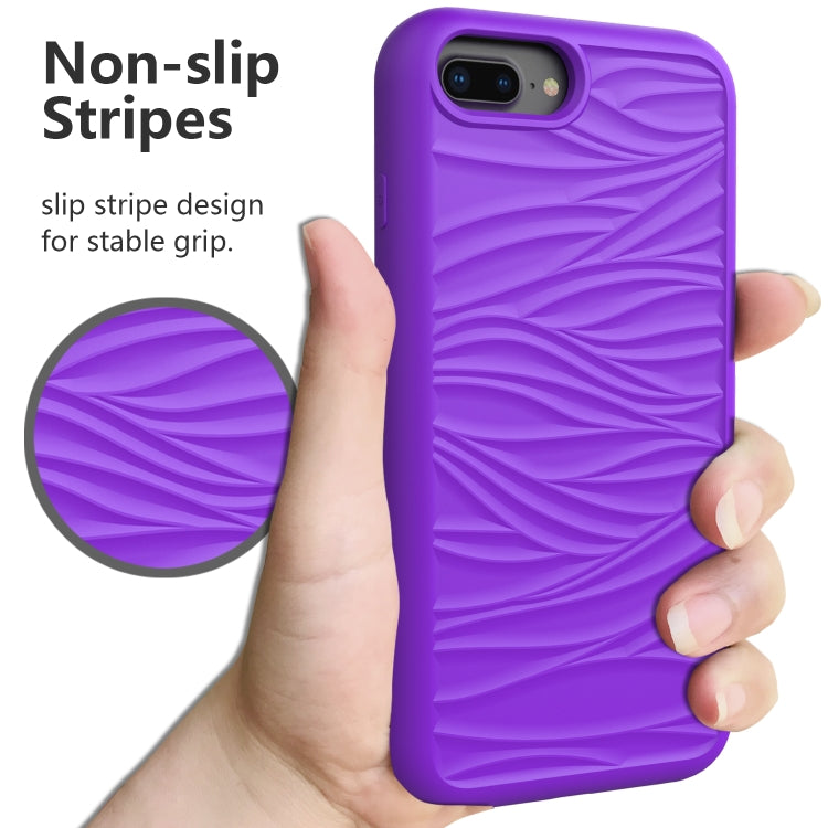 For iPhone 6/7/8G Wave Pattern 3 in 1 Silicone+PC Shockproof Protective Case