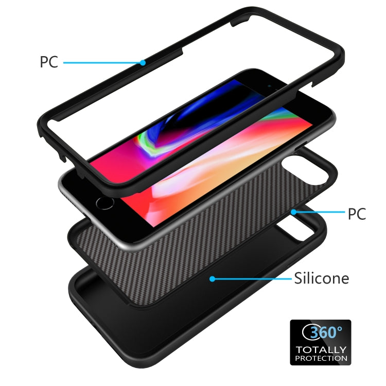 For iPhone 6/7/8 Plus Wave Pattern 3 in 1 Silicone+PC Shockproof Protective Case