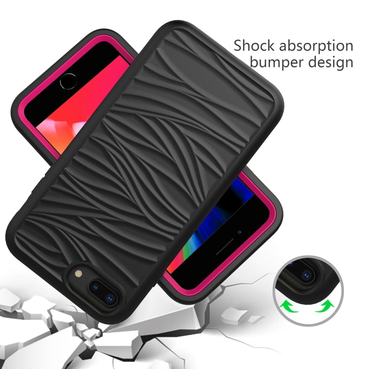 For iPhone 6/7/8 Plus Wave Pattern 3 in 1 Silicone+PC Shockproof Protective Case