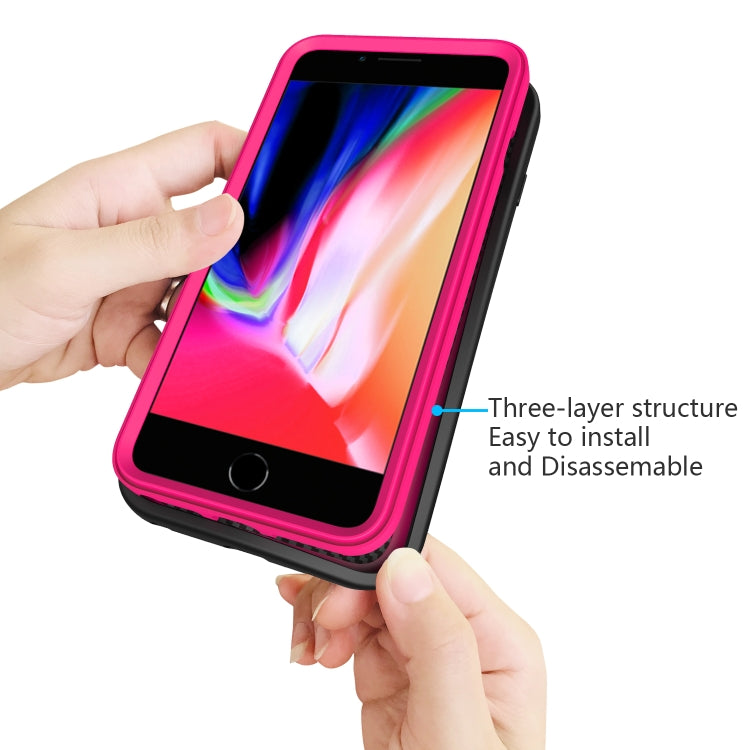 For iPhone 6/7/8 Plus Wave Pattern 3 in 1 Silicone+PC Shockproof Protective Case