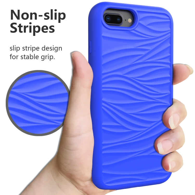 For iPhone 6/7/8 Plus Wave Pattern 3 in 1 Silicone+PC Shockproof Protective Case