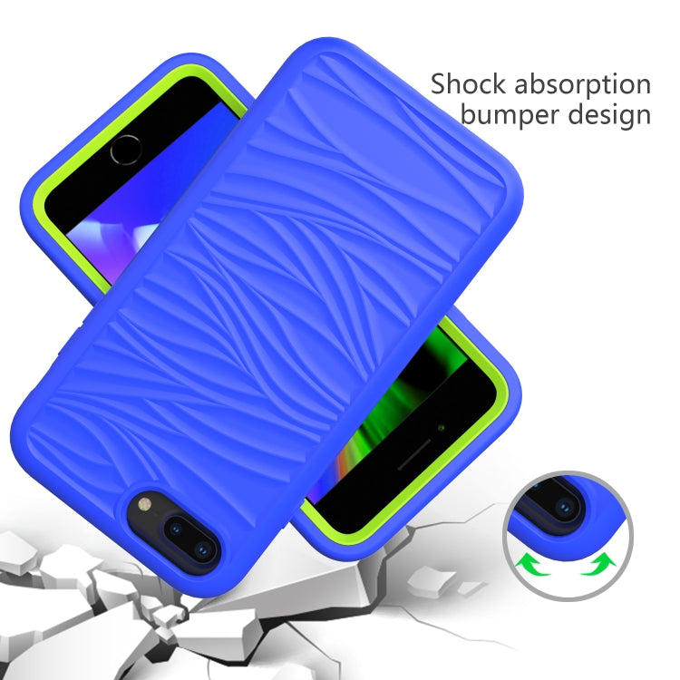 For iPhone 6/7/8 Plus Wave Pattern 3 in 1 Silicone+PC Shockproof Protective Case