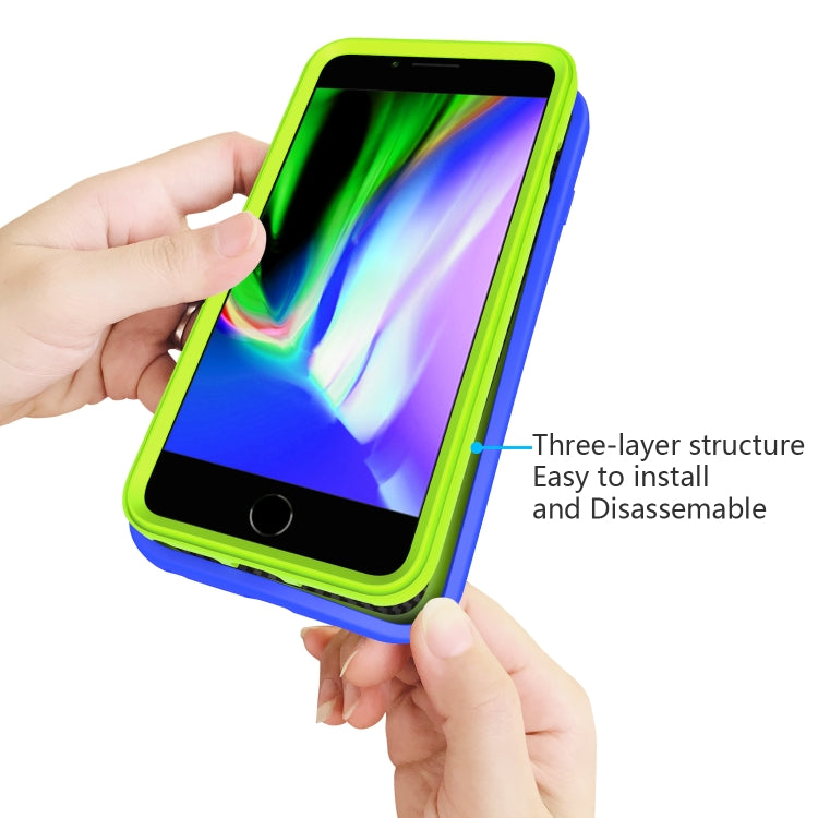 For iPhone 6/7/8 Plus Wave Pattern 3 in 1 Silicone+PC Shockproof Protective Case