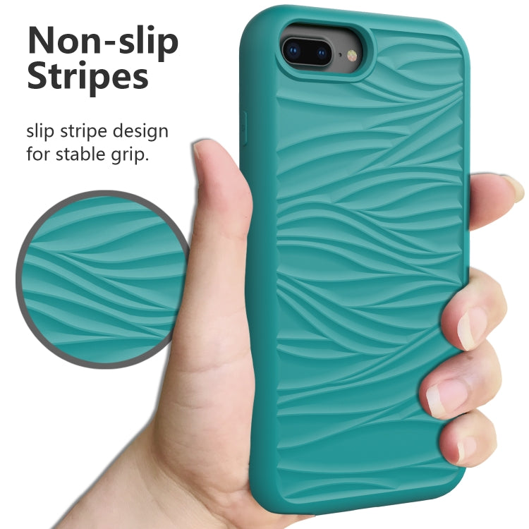 For iPhone 6/7/8 Plus Wave Pattern 3 in 1 Silicone+PC Shockproof Protective Case
