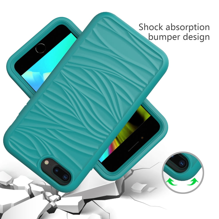 For iPhone 6/7/8 Plus Wave Pattern 3 in 1 Silicone+PC Shockproof Protective Case