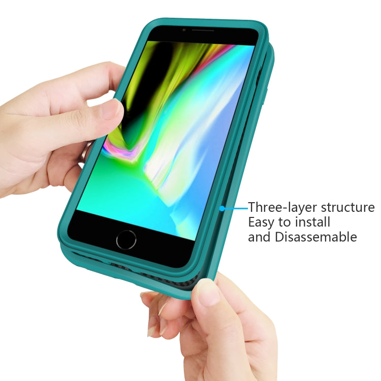 For iPhone 6/7/8 Plus Wave Pattern 3 in 1 Silicone+PC Shockproof Protective Case