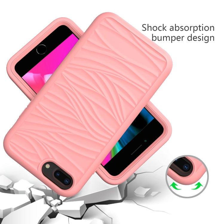 For iPhone 6/7/8 Plus Wave Pattern 3 in 1 Silicone+PC Shockproof Protective Case