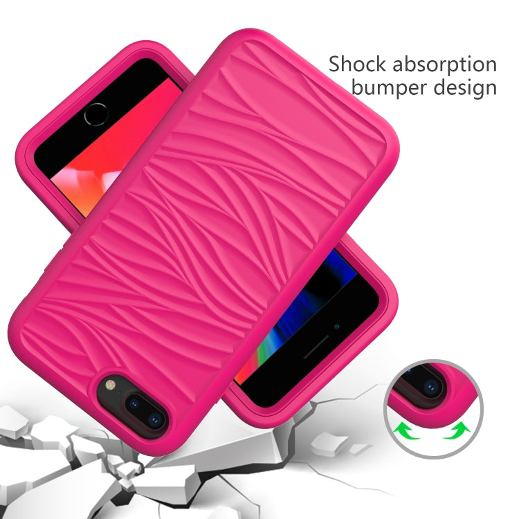 For iPhone 6/7/8 Plus Wave Pattern 3 in 1 Silicone+PC Shockproof Protective Case