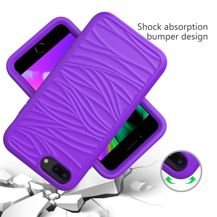 For iPhone 6/7/8 Plus Wave Pattern 3 in 1 Silicone+PC Shockproof Protective Case