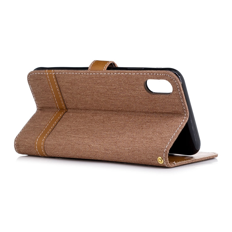 For iPhone XS Max Color Matching Denim Texture Leather Case with Holder & Card Slots & Wallet & Lanyard