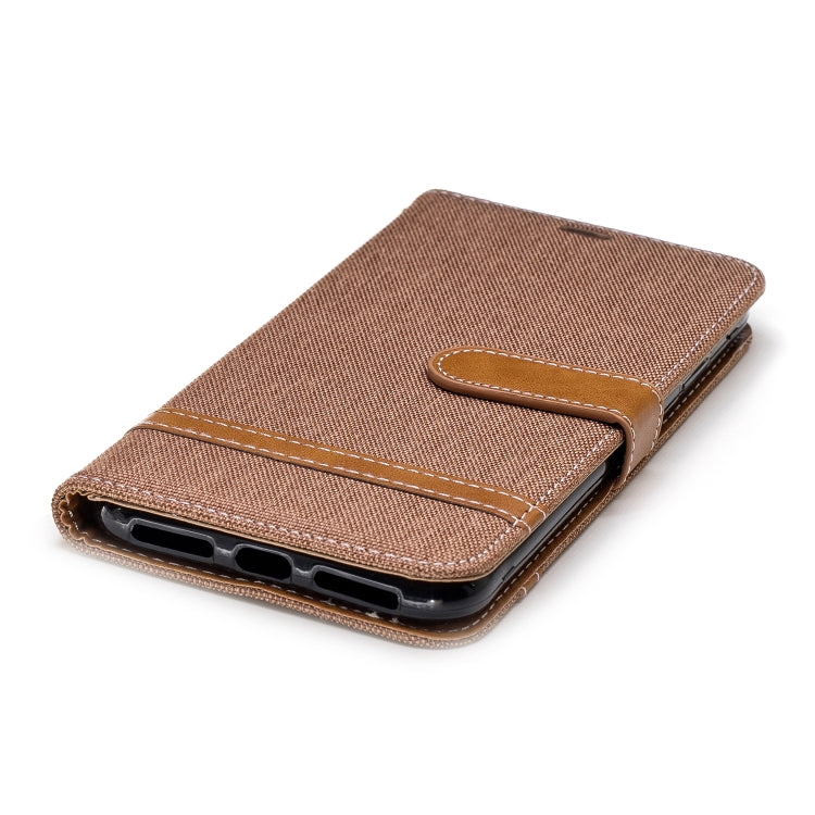 For iPhone XS Max Color Matching Denim Texture Leather Case with Holder & Card Slots & Wallet & Lanyard
