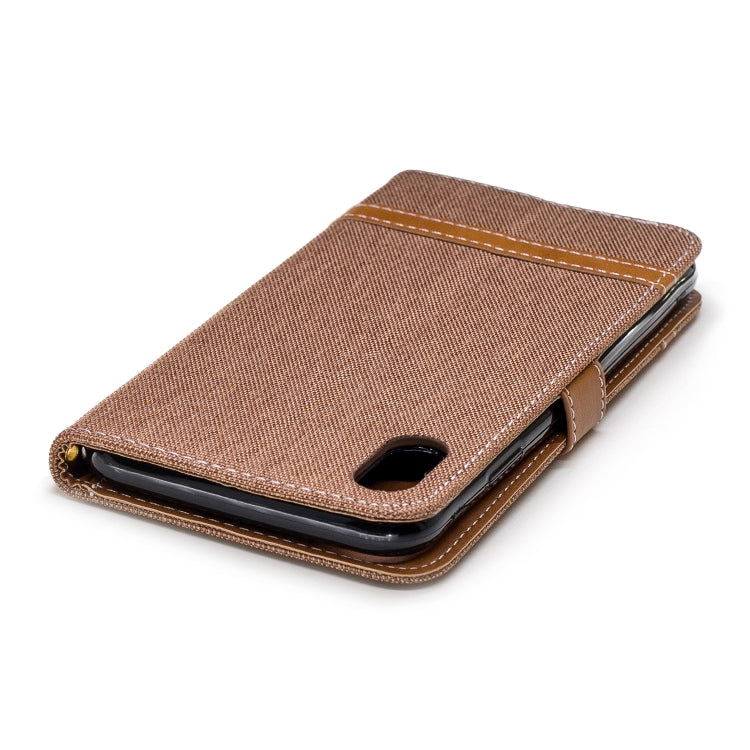For iPhone XS Max Color Matching Denim Texture Leather Case with Holder & Card Slots & Wallet & Lanyard