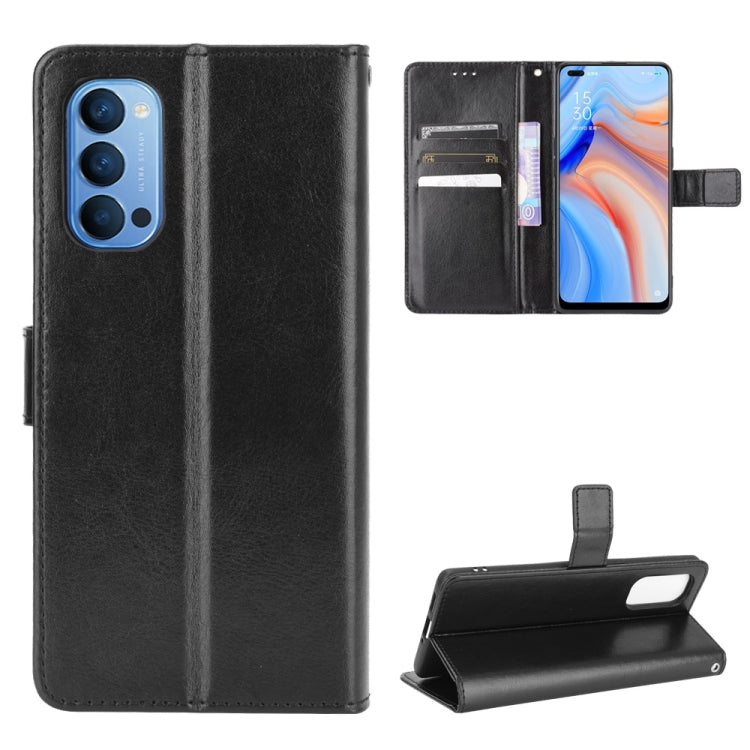 For OPPO Reno4 4G Retro Crazy Horse Texture Horizontal Flip Leather Case , with Holder & Card Slots & Photo Frame