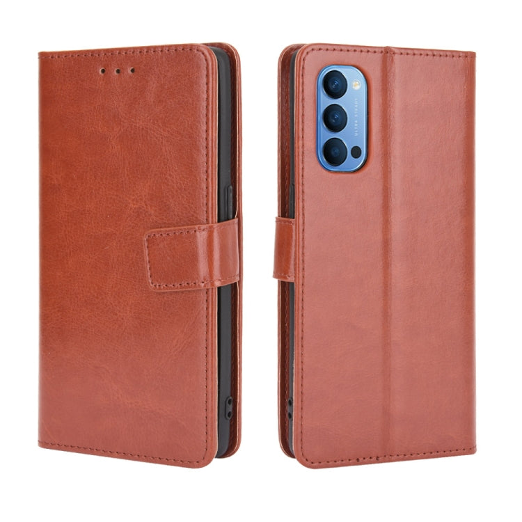 For OPPO Reno4 4G Retro Crazy Horse Texture Horizontal Flip Leather Case , with Holder & Card Slots & Photo Frame