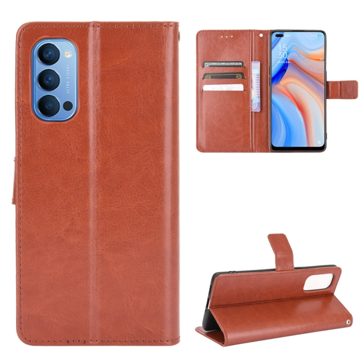 For OPPO Reno4 4G Retro Crazy Horse Texture Horizontal Flip Leather Case , with Holder & Card Slots & Photo Frame