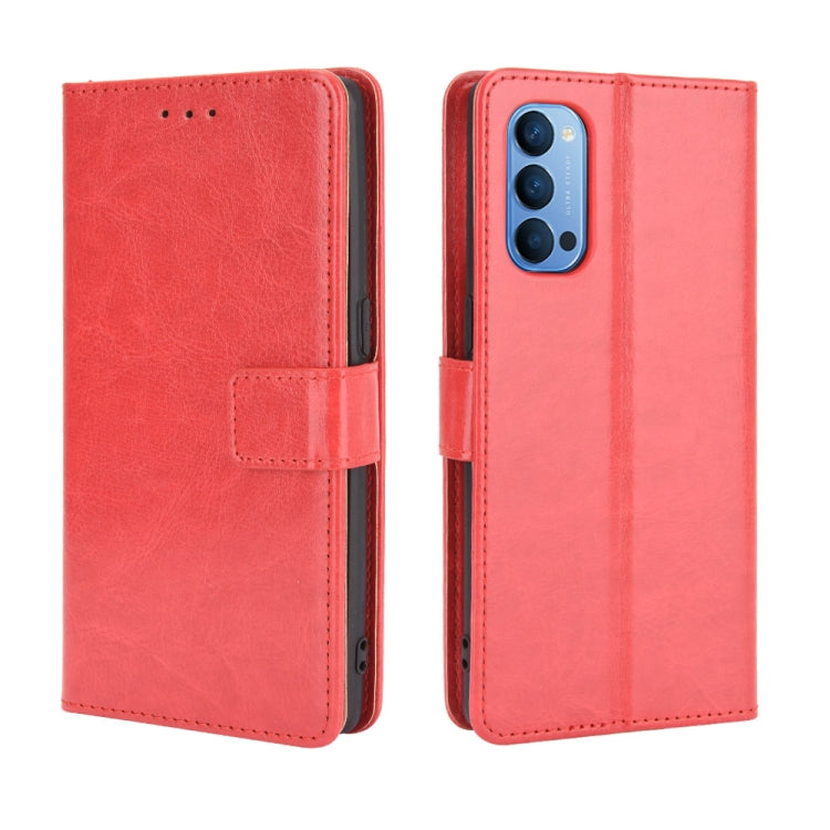For OPPO Reno4 4G Retro Crazy Horse Texture Horizontal Flip Leather Case , with Holder & Card Slots & Photo Frame