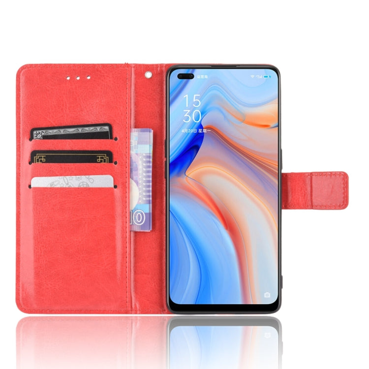 For OPPO Reno4 4G Retro Crazy Horse Texture Horizontal Flip Leather Case , with Holder & Card Slots & Photo Frame