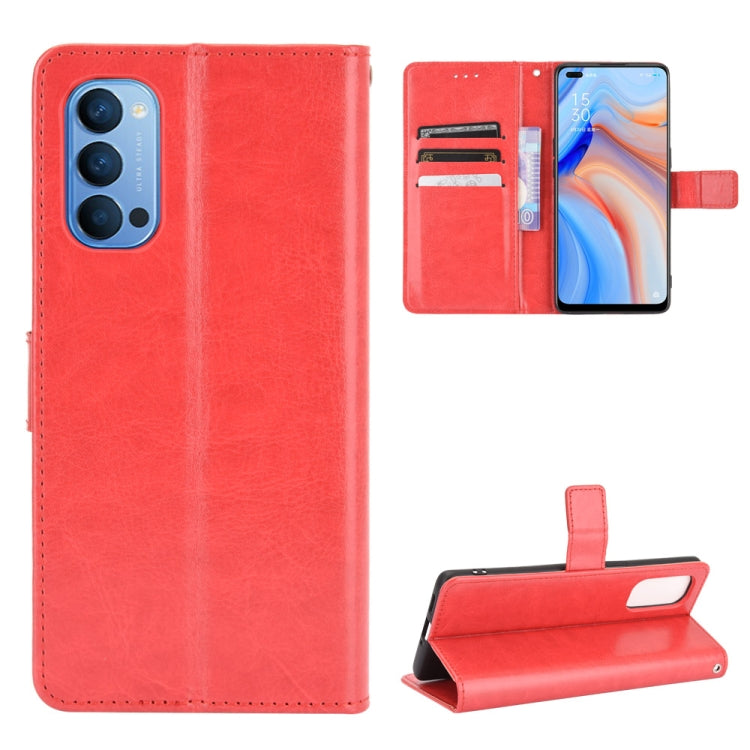 For OPPO Reno4 4G Retro Crazy Horse Texture Horizontal Flip Leather Case , with Holder & Card Slots & Photo Frame