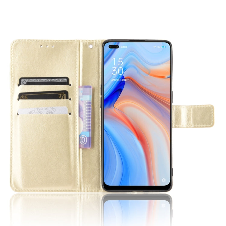 For OPPO Reno4 4G Retro Crazy Horse Texture Horizontal Flip Leather Case , with Holder & Card Slots & Photo Frame