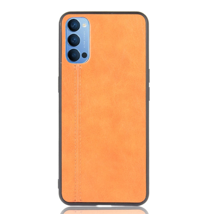For Oppo Reno4 4G International Edition Shockproof Sewing Cow Pattern Skin PC + PU + TPU Case