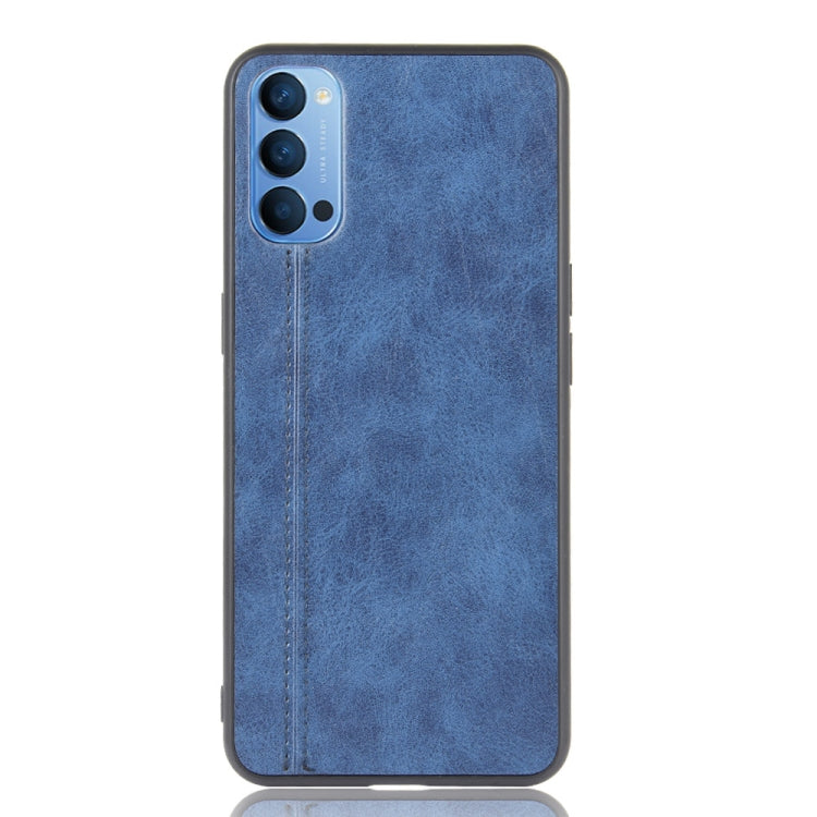 For Oppo Reno4 4G International Edition Shockproof Sewing Cow Pattern Skin PC + PU + TPU Case