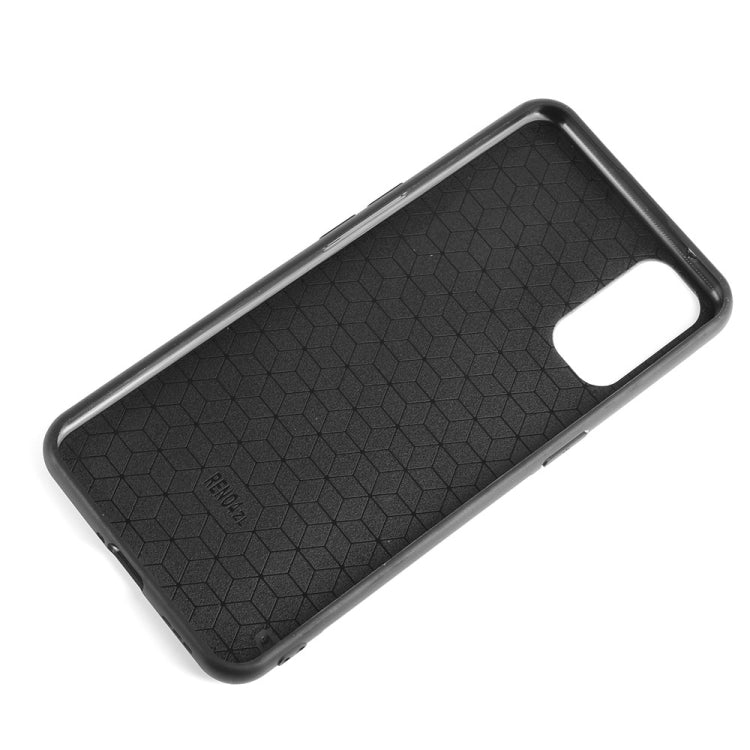 For Oppo Reno4 4G International Edition Shockproof Sewing Cow Pattern Skin PC + PU + TPU Case