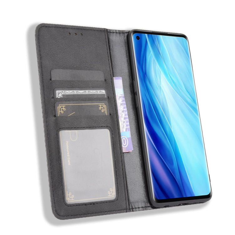 For OPPO Reno4 Pro 4G Magnetic Buckle Retro Crazy Horse Texture Horizontal Flip Leather Case, with Holder & Card Slots & Photo Frame