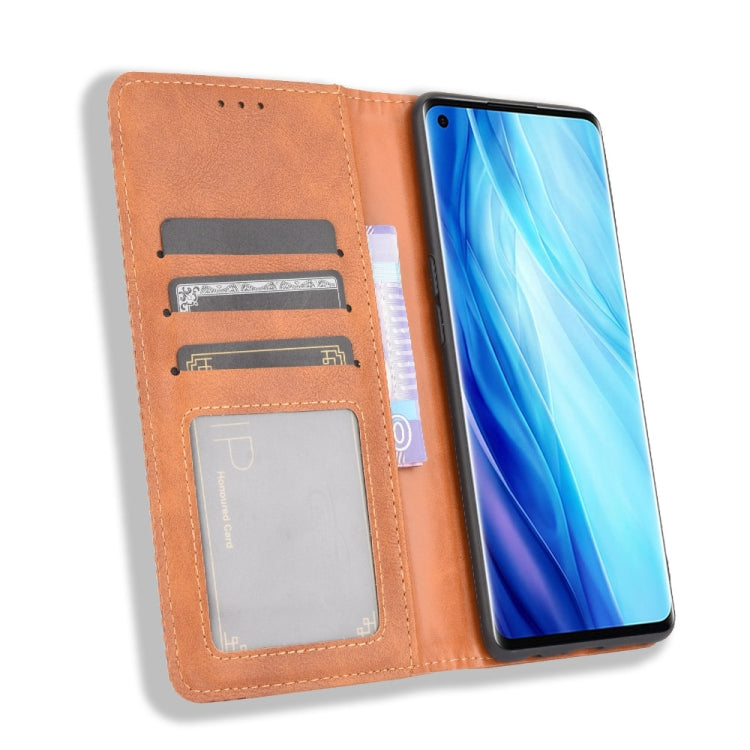 For OPPO Reno4 Pro 4G Magnetic Buckle Retro Crazy Horse Texture Horizontal Flip Leather Case, with Holder & Card Slots & Photo Frame
