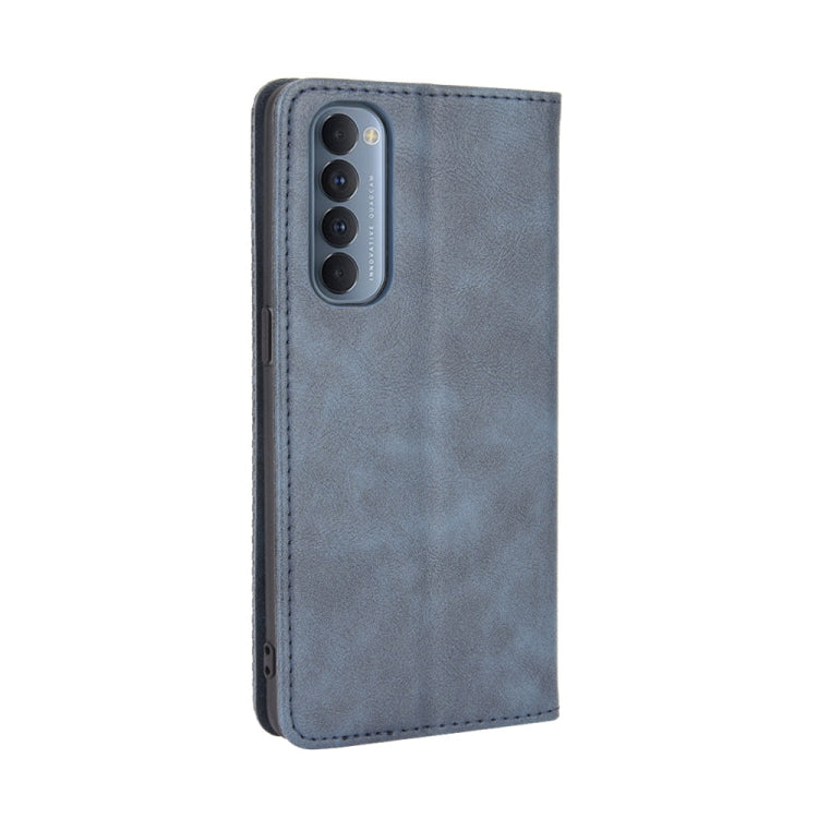 For OPPO Reno4 Pro 4G Magnetic Buckle Retro Crazy Horse Texture Horizontal Flip Leather Case, with Holder & Card Slots & Photo Frame