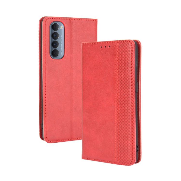 For OPPO Reno4 Pro 4G Magnetic Buckle Retro Crazy Horse Texture Horizontal Flip Leather Case, with Holder & Card Slots & Photo Frame