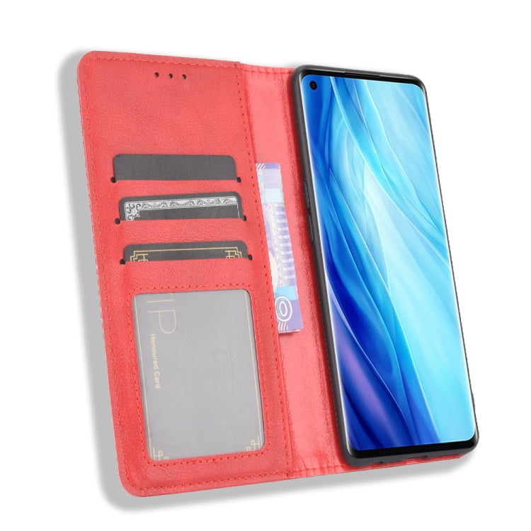 For OPPO Reno4 Pro 4G Magnetic Buckle Retro Crazy Horse Texture Horizontal Flip Leather Case, with Holder & Card Slots & Photo Frame