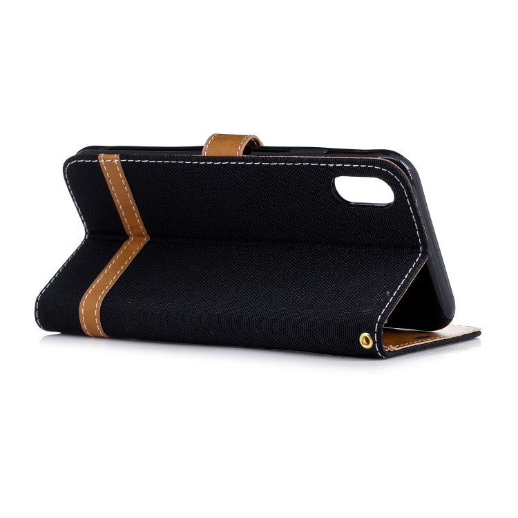 For iPhone XR Color Matching Denim Texture Leather Case with Holder & Card Slots & Wallet & Lanyard