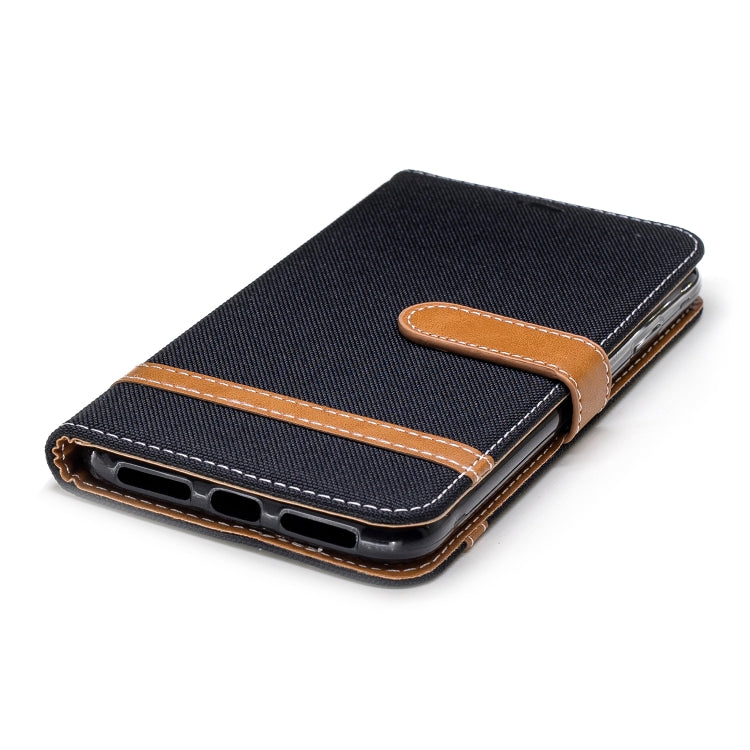 For iPhone XR Color Matching Denim Texture Leather Case with Holder & Card Slots & Wallet & Lanyard
