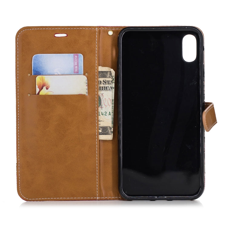 For iPhone XR Color Matching Denim Texture Leather Case with Holder & Card Slots & Wallet & Lanyard