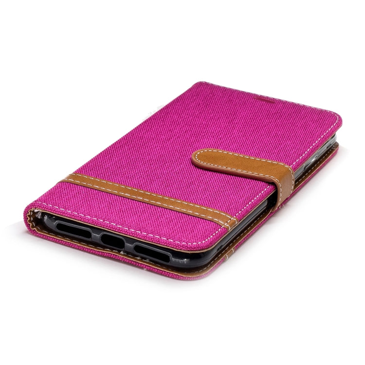 For iPhone XR Color Matching Denim Texture Leather Case with Holder & Card Slots & Wallet & Lanyard