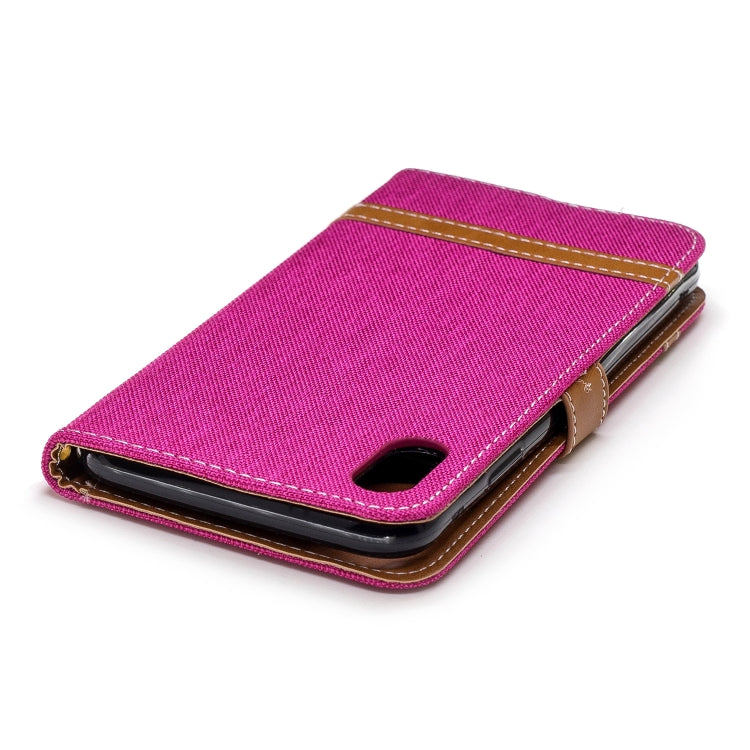 For iPhone XR Color Matching Denim Texture Leather Case with Holder & Card Slots & Wallet & Lanyard