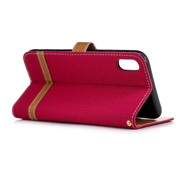 For iPhone XR Color Matching Denim Texture Leather Case with Holder & Card Slots & Wallet & Lanyard