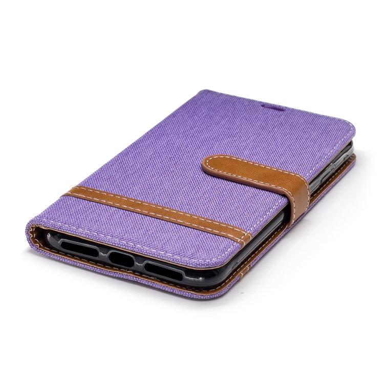 For iPhone XR Color Matching Denim Texture Leather Case with Holder & Card Slots & Wallet & Lanyard