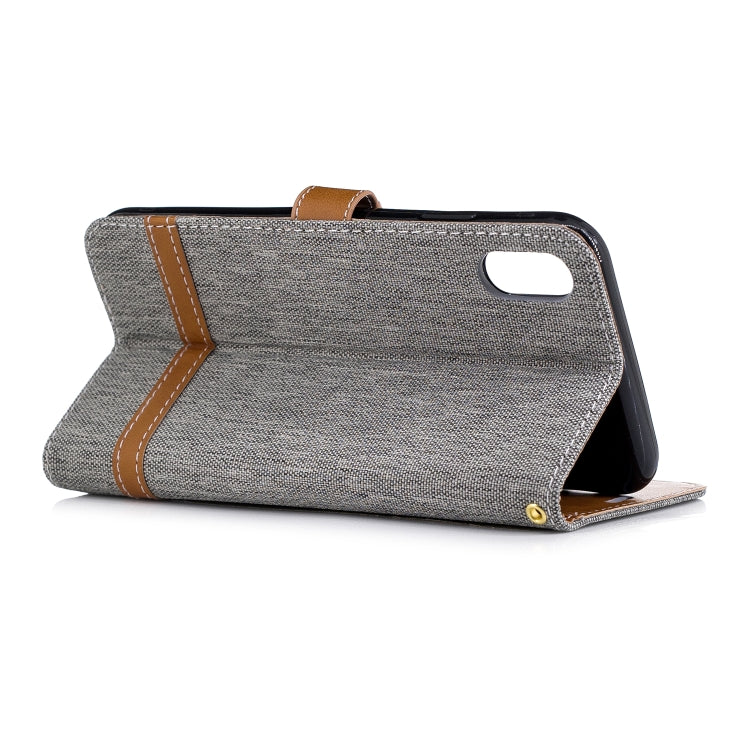 For iPhone XR Color Matching Denim Texture Leather Case with Holder & Card Slots & Wallet & Lanyard