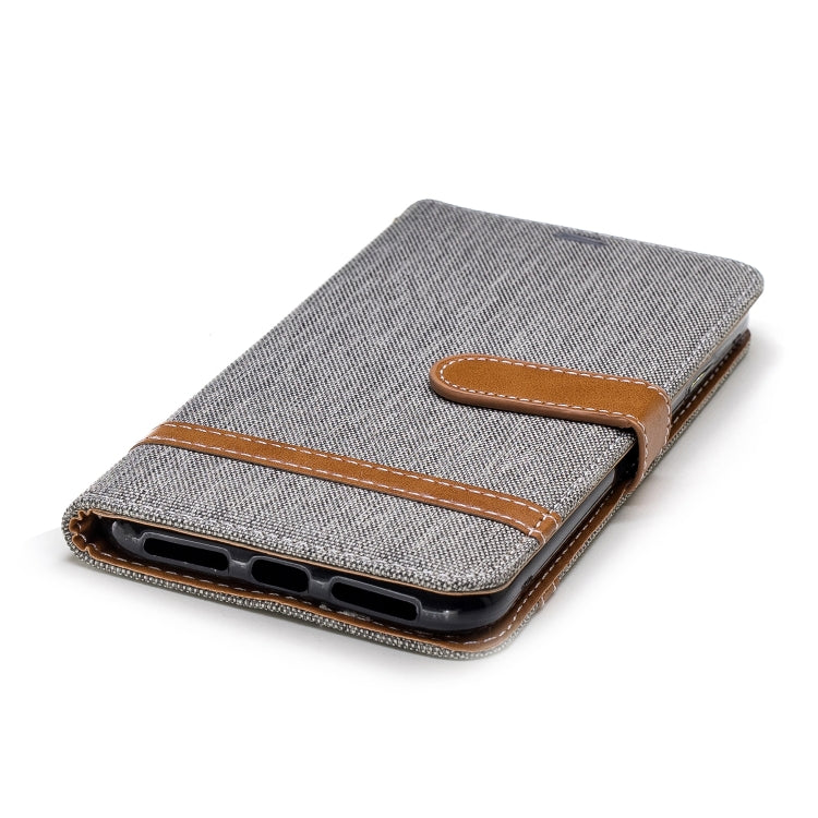 For iPhone XR Color Matching Denim Texture Leather Case with Holder & Card Slots & Wallet & Lanyard