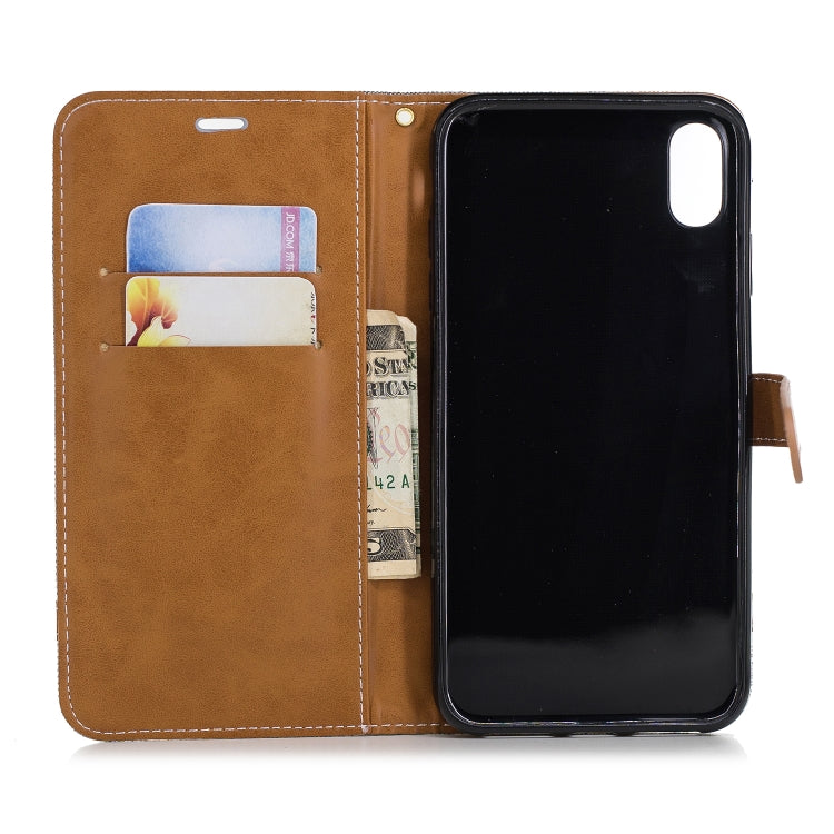 For iPhone XR Color Matching Denim Texture Leather Case with Holder & Card Slots & Wallet & Lanyard
