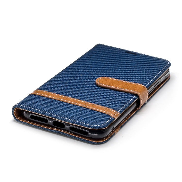 For iPhone XR Color Matching Denim Texture Leather Case with Holder & Card Slots & Wallet & Lanyard