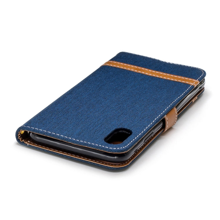 For iPhone XR Color Matching Denim Texture Leather Case with Holder & Card Slots & Wallet & Lanyard