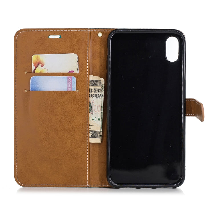 For iPhone XR Color Matching Denim Texture Leather Case with Holder & Card Slots & Wallet & Lanyard