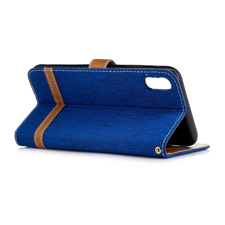 For iPhone XR Color Matching Denim Texture Leather Case with Holder & Card Slots & Wallet & Lanyard