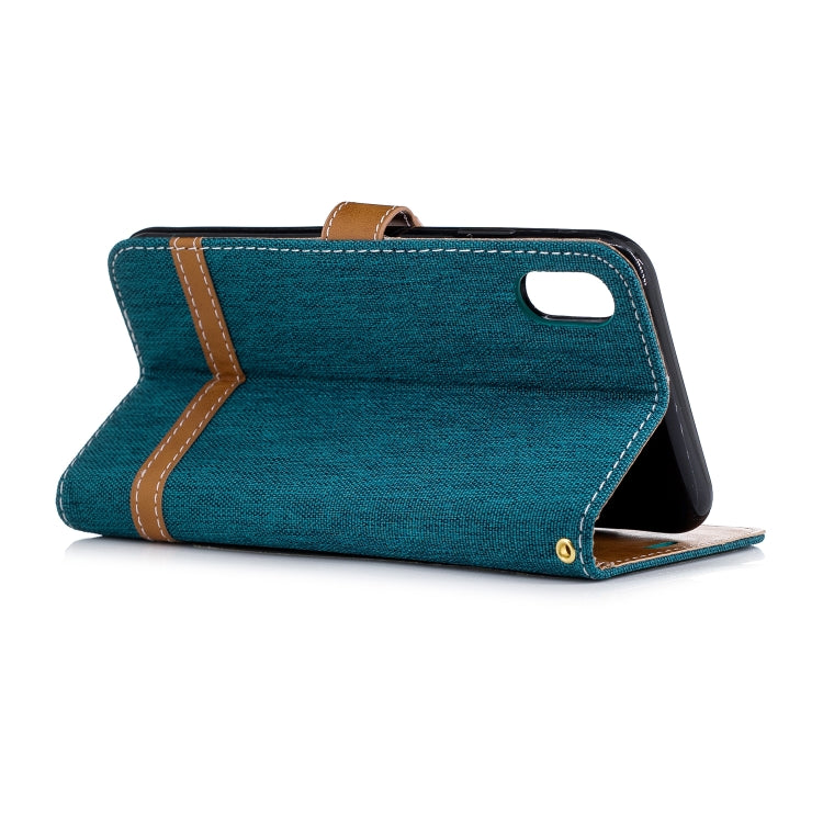 For iPhone XR Color Matching Denim Texture Leather Case with Holder & Card Slots & Wallet & Lanyard
