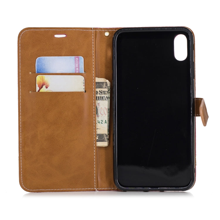 For iPhone XR Color Matching Denim Texture Leather Case with Holder & Card Slots & Wallet & Lanyard